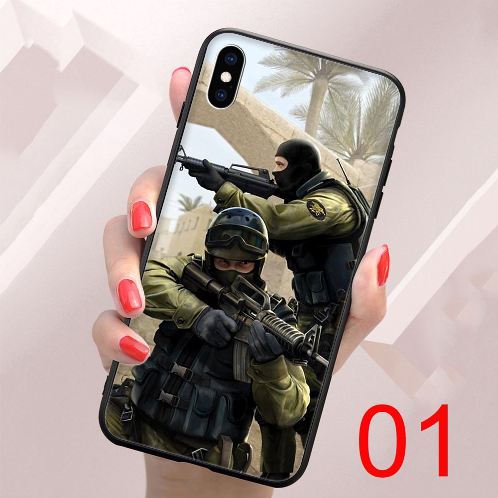 Ốp điện thoại silicon dẻo viền đen in hình game Counter-Strike CSGO cho iPhone 6 6s 7 8 Plus X XS Max XR 5 5S SE