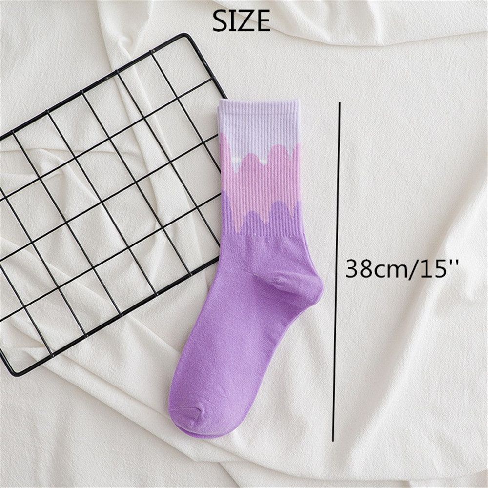 Vớ Cổ Cao In Hình Que Kem Cầu Vồng Dễ Thương Phong Cách Harajuku Cho Nam Và Nữ