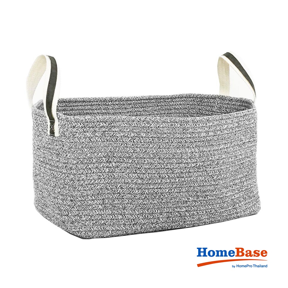 HomeBase PLIM Giỏ đựng quần áo đựng đồ thiết kế vuông bằng Polyester sz L W45xH22xD30cm màu xám