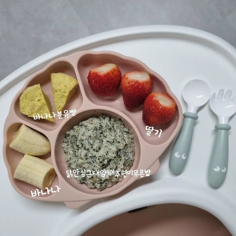 Khay ăn dặm silicon vỏ sò đế hít - TGM x Nature Hàn Quốc