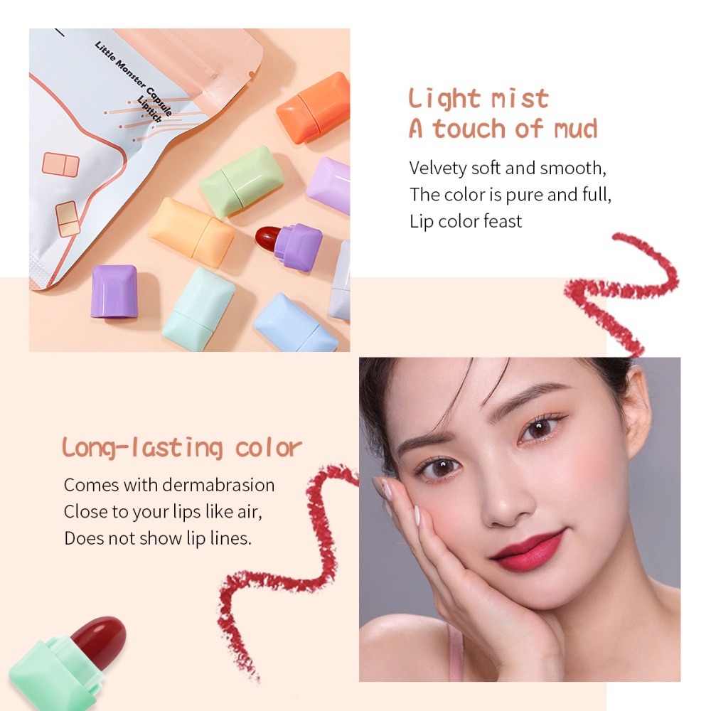 [Hàng mới về] Set 8 son môi Derol dưỡng ẩm giữ màu lâu trôi màu sắc xinh xắn