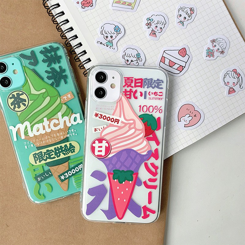 Ốp iphone silicon kem xanh-hồng mát lạnh mùa hè cho 11/11pro/11promax/x/xr/xsmax/6/7/8/plus/12 pro max/13 pro max-t114