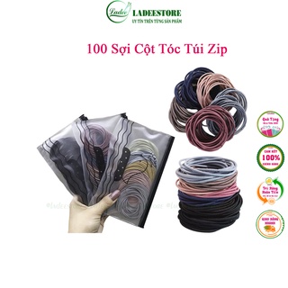 Dây Cột Tóc Đơn, Set 100 Dây Trơn Cột Tóc Nhiều Màu, Hiệu Qủa Và Tiện Lợi