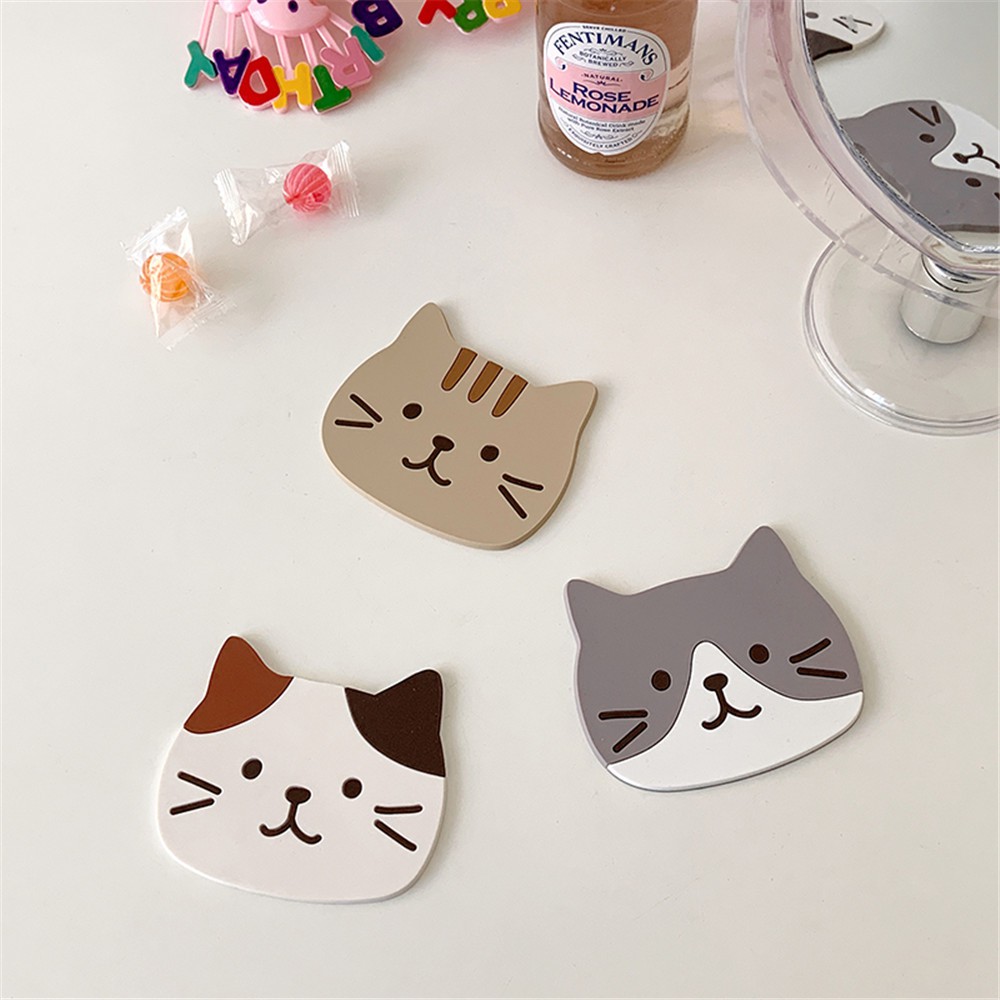 Dễ Thương Miếng Lót Bàn Ăn Bằng Silicon Pvc Chống Trượt Cách Nhiệt Hình Mèo Hoạt Hình Đáng Yêu