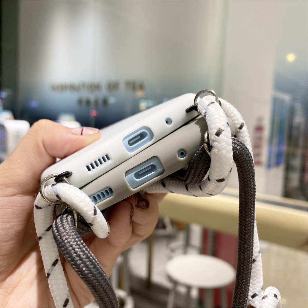 Ốp điện thoại màu kẹo có dây đeo cổ cho Samsung Galaxy S20 Ultra S7 Edge S8 S9 S10 Plus Note 10 Lite A51 A71 A50 A30S A50S A70 A31