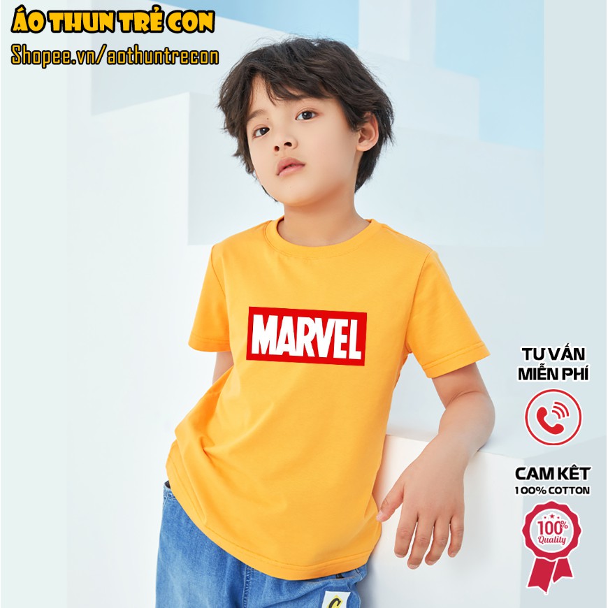 Quần Áo Trẻ Em Áo Thun Ngắn Tay Cho Bé Logo Marvel Siêu Anh Hùng Basic Đơn Giản Hot Trend Hè 2021 100% Cotton