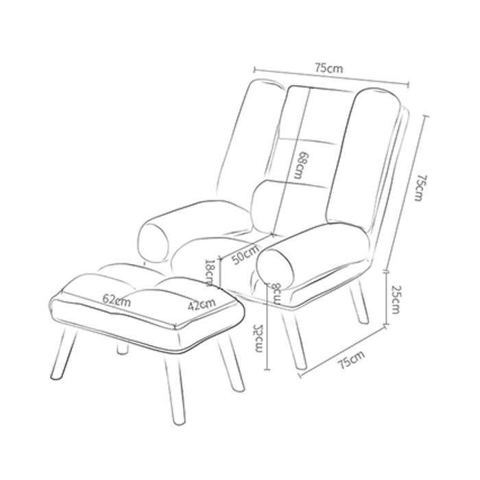 Ghế sofa giường gấp gọn thông minh - Ghế thư giãn đọc sách kèm ghế đôn gác chân điều chỉnh nâng hạ decor phòng đẹp