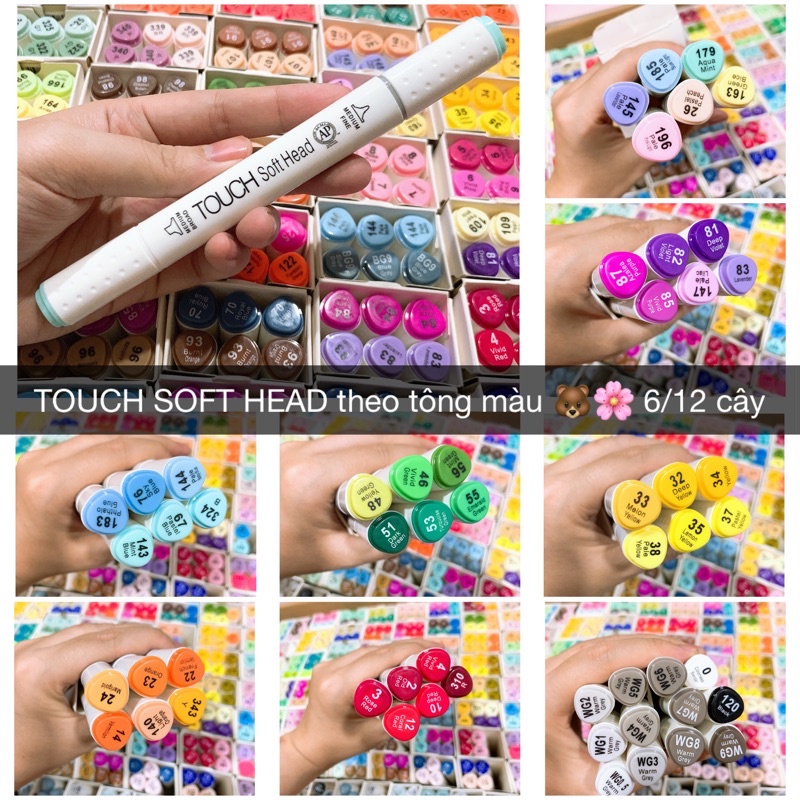 Set 6/12 bút lông màu/ marker TOUCH SOFT HEAD theo tông màu 🐻🌸