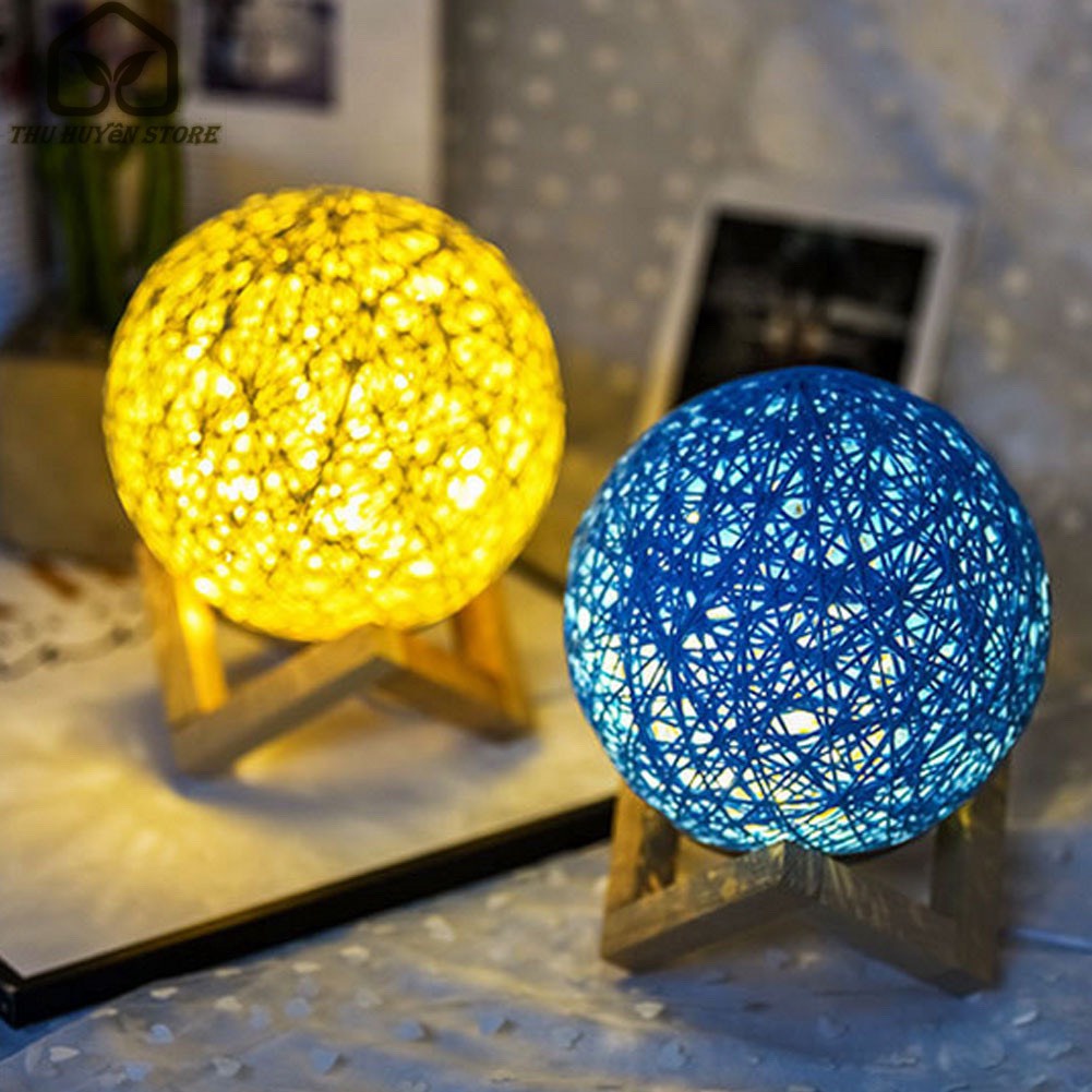 💫𝑺𝒊𝒆̂𝒖 𝑺𝒂𝒍𝒆💫 Đèn Ngủ Để Bàn Trang Trí Hình Quả Cầu Mây Sạc USB Thiết Kế Sáng Tạo