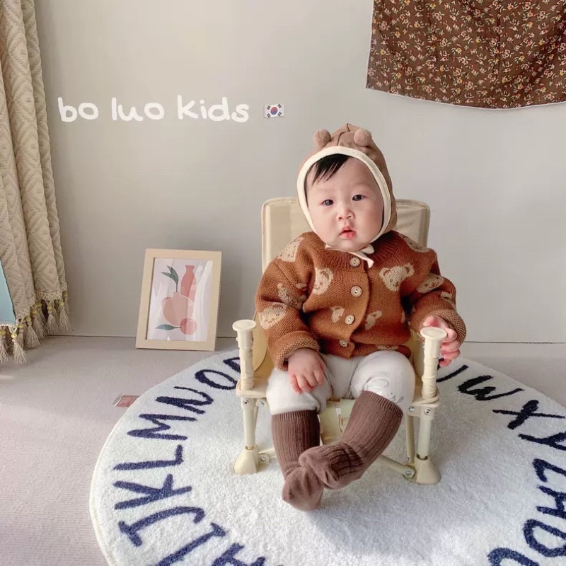 Áo khoác len gấu cadigan cho bé style Hàn Quốc