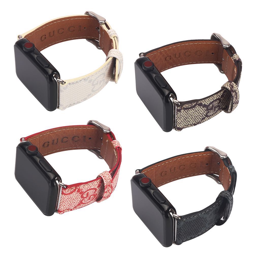 Dây Đồng Hồ Thể Thao Bằng Da PU Họa Tiết GUCCI Cho iWatch Series 3 4 5 6 7