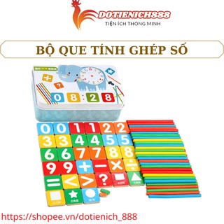 Bộ que tính ghép số cho bé bằng gỗ giúp bé tập tính học toán hiệu quả phân biệt màu sắc, rèn trí thông minh