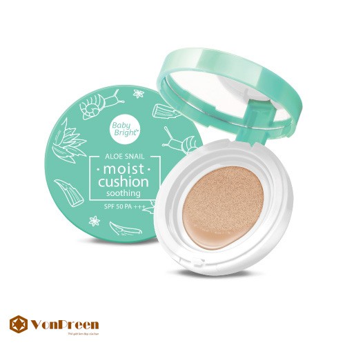 PHẤN NƯỚC DƯỠNG ẨM BABY BRIGHT ALOE SNAIL MOIST CUSHION SPF50 CHÍNH HÃNG - 7518