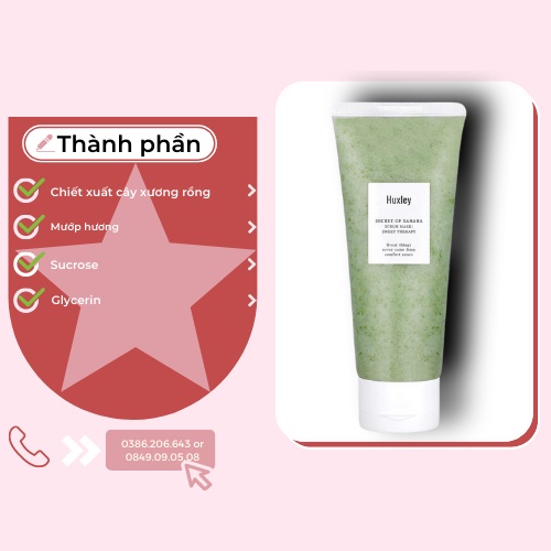 Tẩy Tế Bào Chết Huxley, Tẩy Da Chết Vật Lý Huxley Scrub Mask Sweet Therapy 30g TDC02