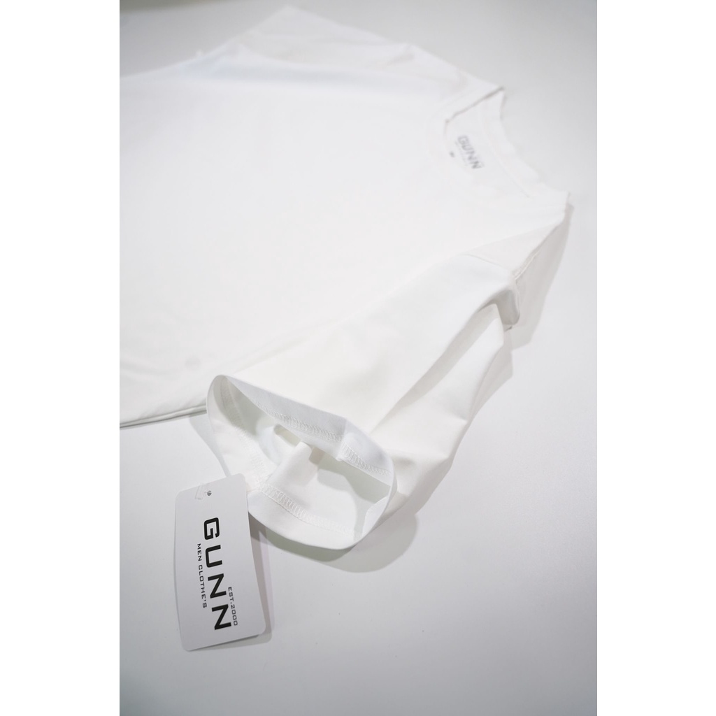 Áo Thun Trơn Basic Cổ Tròn Cotton 4 Chiều Cao Cấp, Co Giãn, Thoáng Mát, Thấm Hút Mồ Hôi - TRẮNG - GUNN T-SHIRT