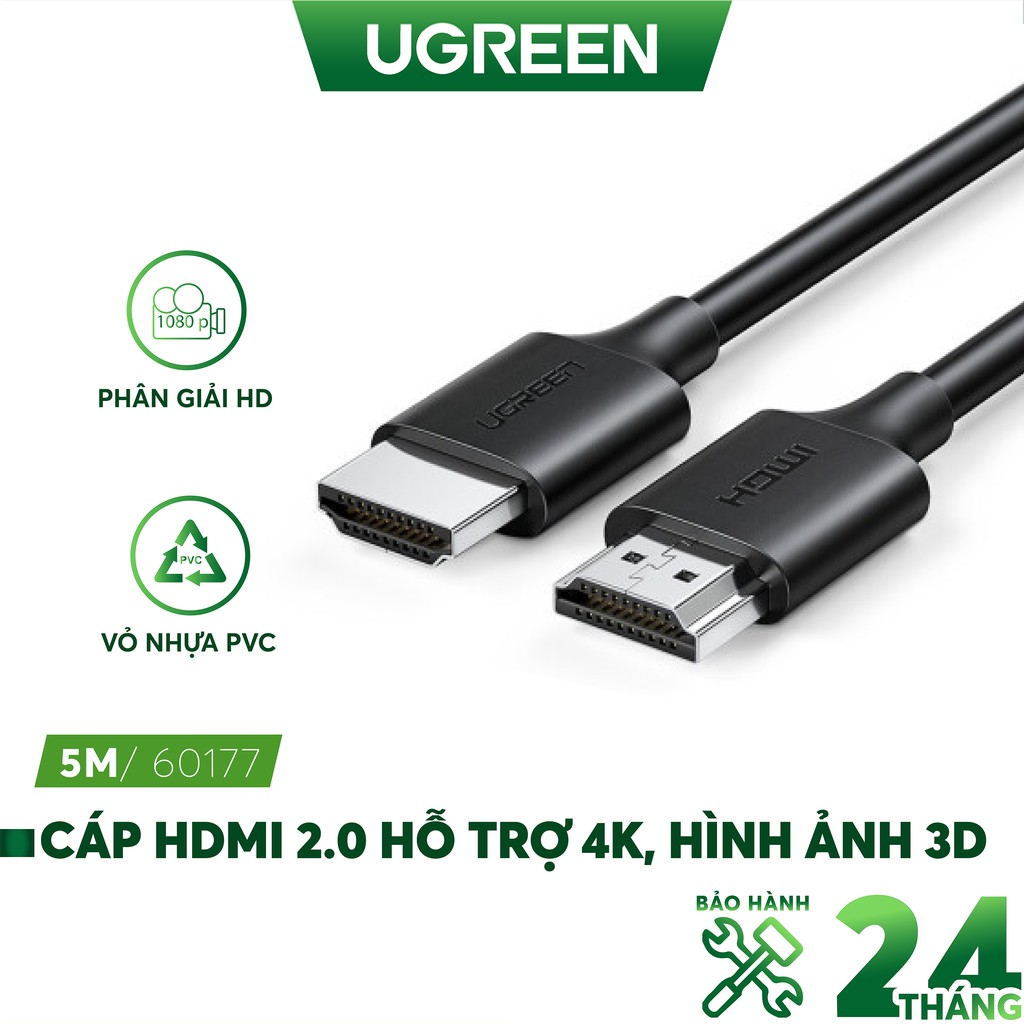 Cáp HDMI 2.0 hỗ trợ 4K, 3D cáp dạng tròn dài từ 0.5-5m UGREEN HD134