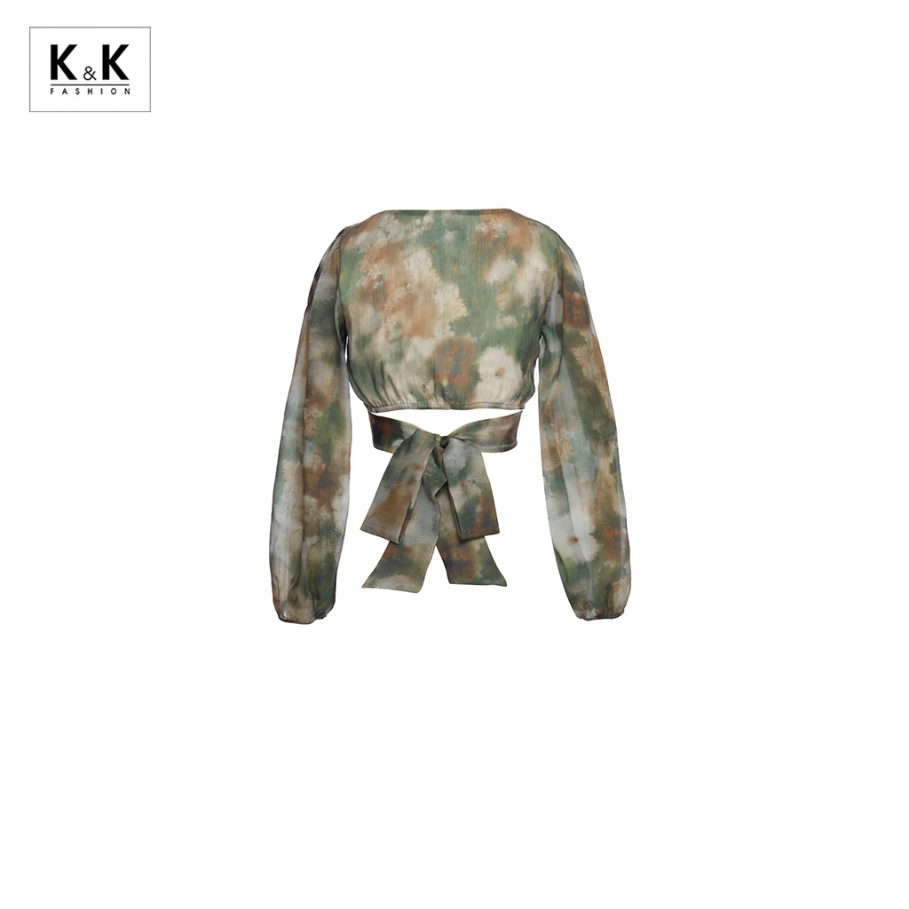 Áo Croptop Tay Dài Họa Tiết Tie Dye K&amp;K Fashion ASM06-09 Chất Liệu Voan Tơ Tằm