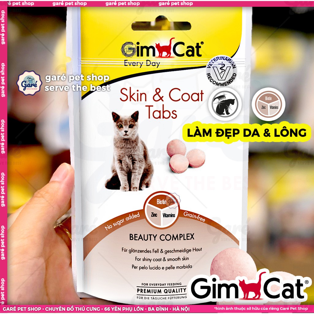 40g - Viên GimCat Skin &amp; Coat Tabs để Mèo có một lớp lông sáng bóng và làn da mịn màng