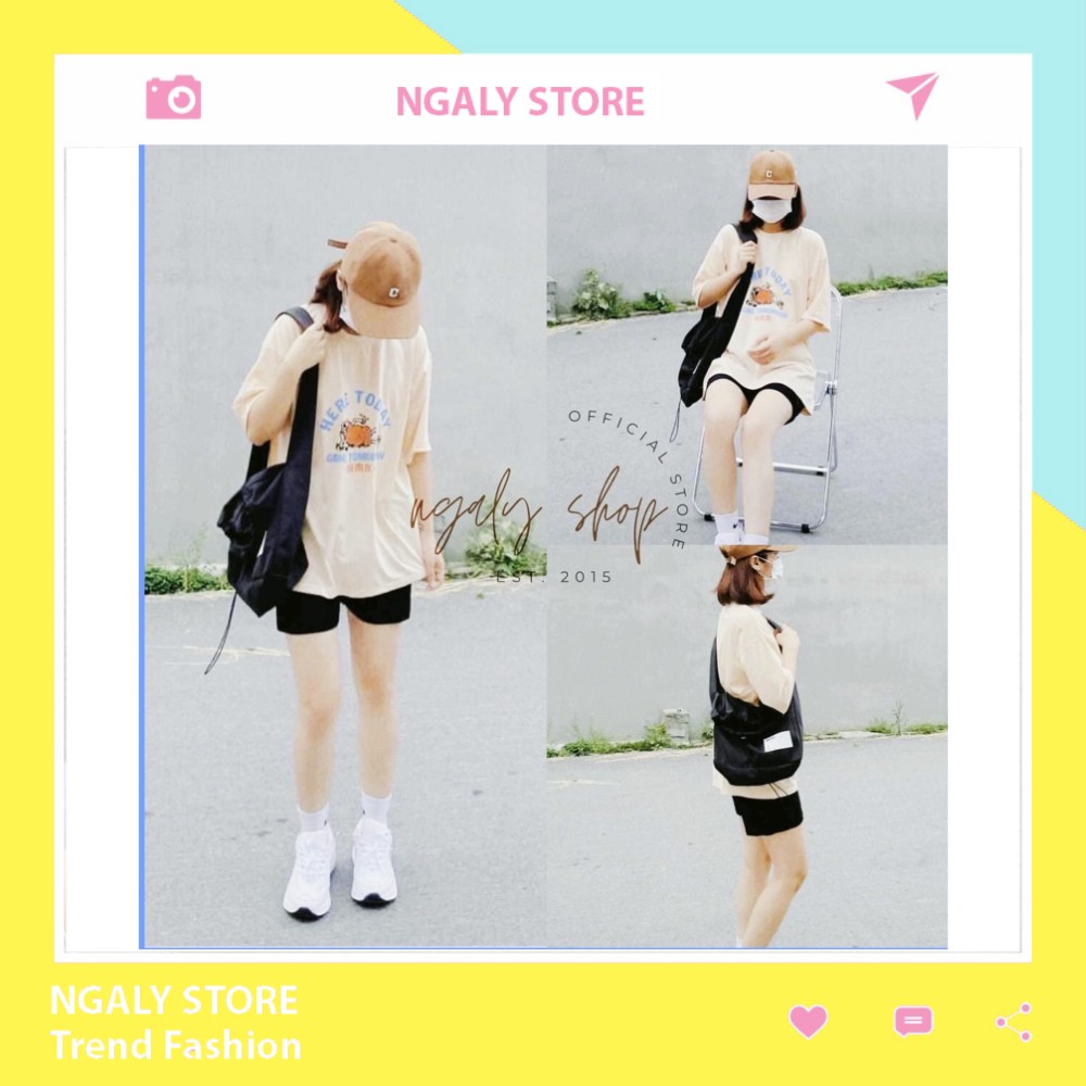 Set đồ bộ nữ đẹp ulzzang cá tính mẫu mới 2021 form rộng áo thun tay lỡ quần short đen ulzzang HERETODAY