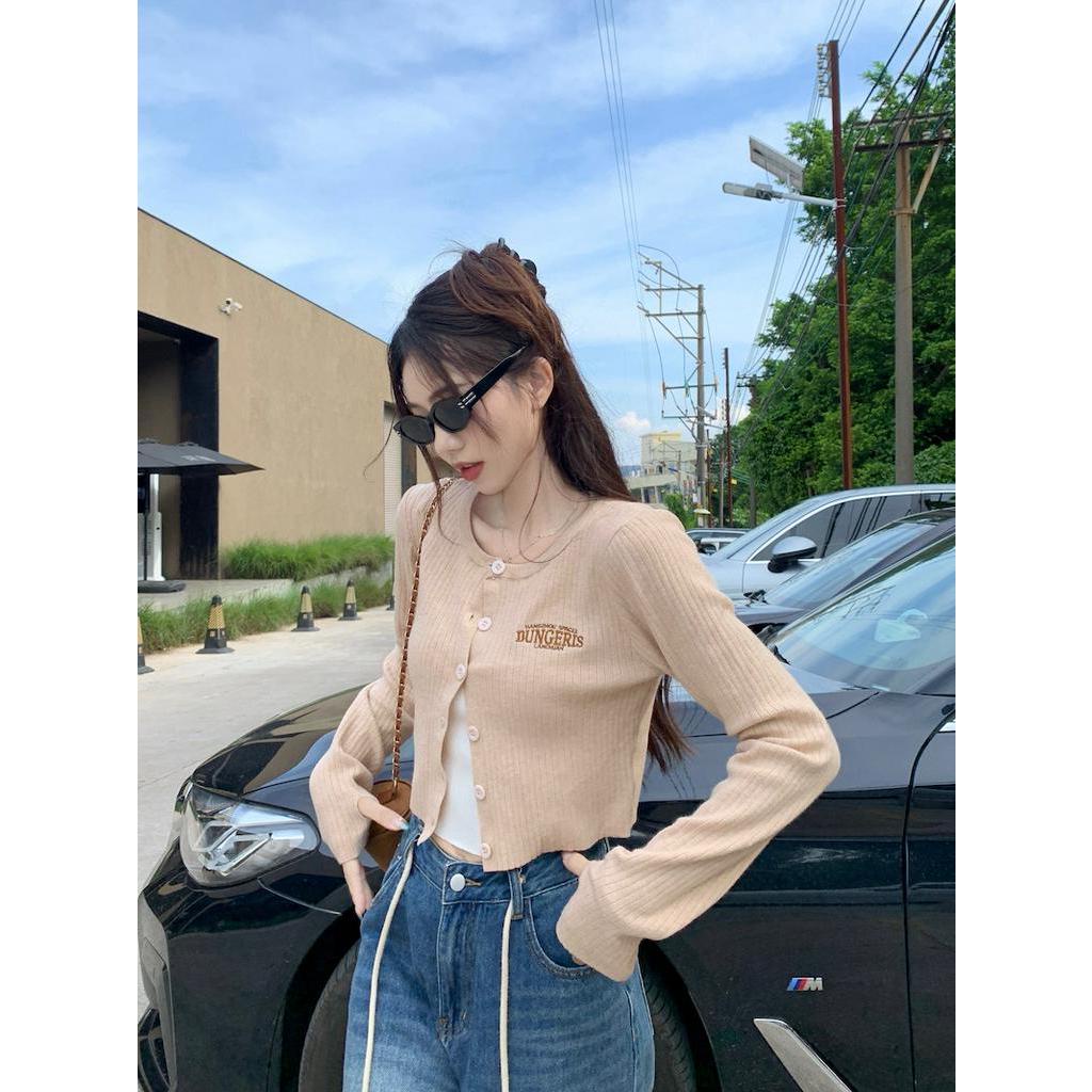 Áo cardigan Dệt Kim In Chữ Phong Cách retro Mỹ 67415