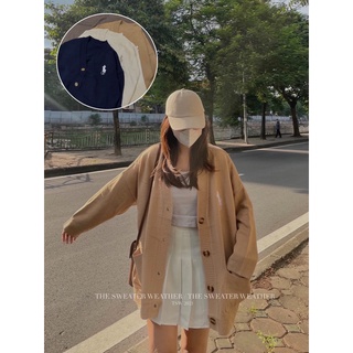 Áo khoác cardigan len trơn thêu logo