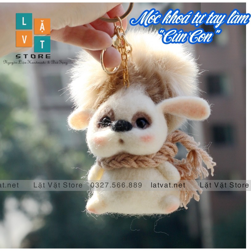 [MỚI 2021] Bộ len chọc hình Cún Con làm móc khoá, Needle felting Dog, có video hướng dẫn