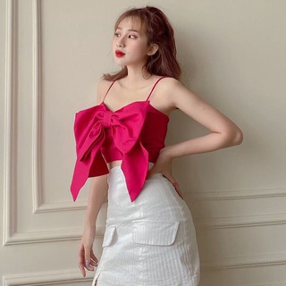 Áo Croptop thắt nơ phía trước Quảng Châu cao cấp