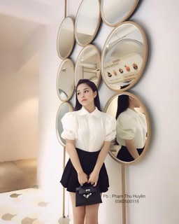Áo sơ mi trắng tay bồng cổ ren