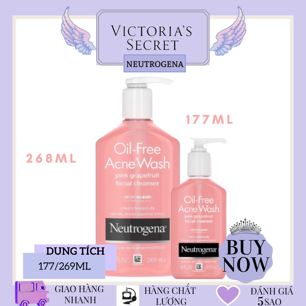 (Size) Sữa Rửa Mặt Neutrogena Oil Free Acne Wash Pink Grapefruit Facial Cleanser