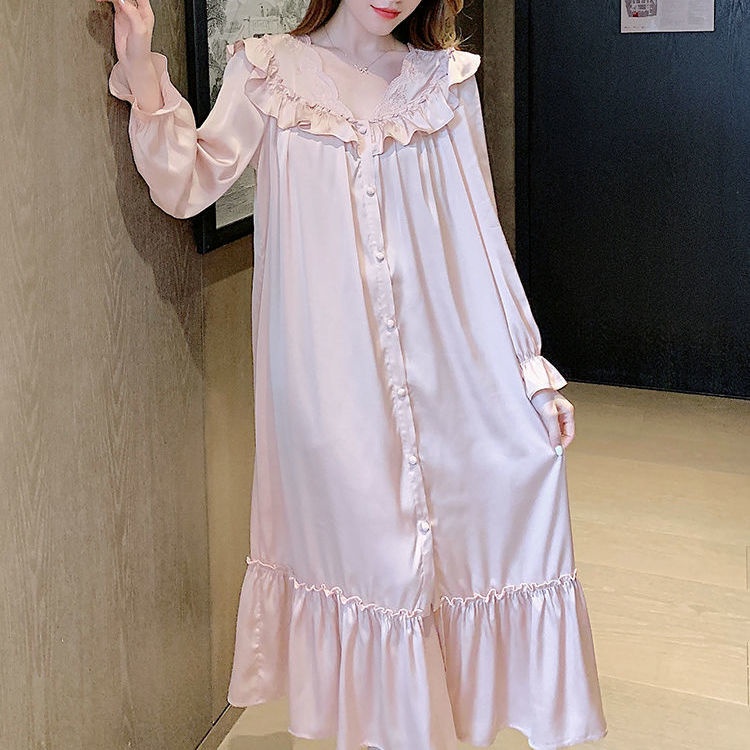 Đồ ngủ Tay Dài Phối Ren 2 Màu Tùy Chọn Phong Cách Pháp