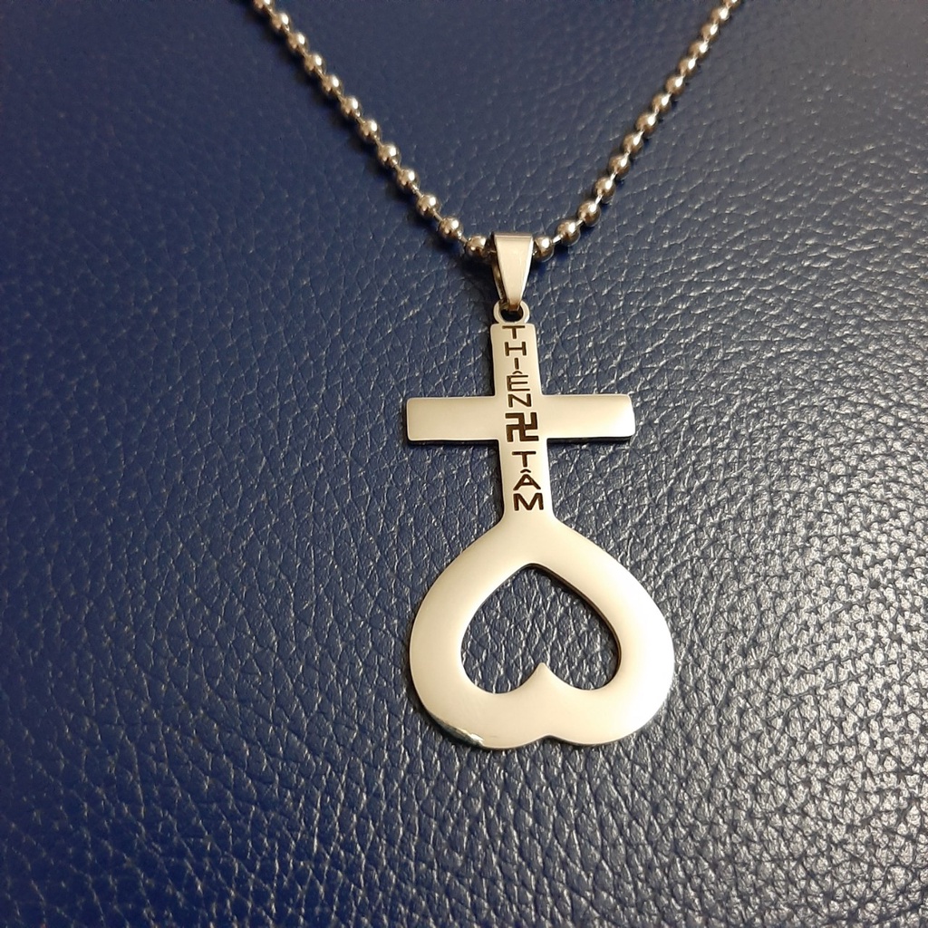 Dây chuyền thiên tâm màu trắng inox sáng đẹp không đen, đem lại bình an và may mắn cho người đeo