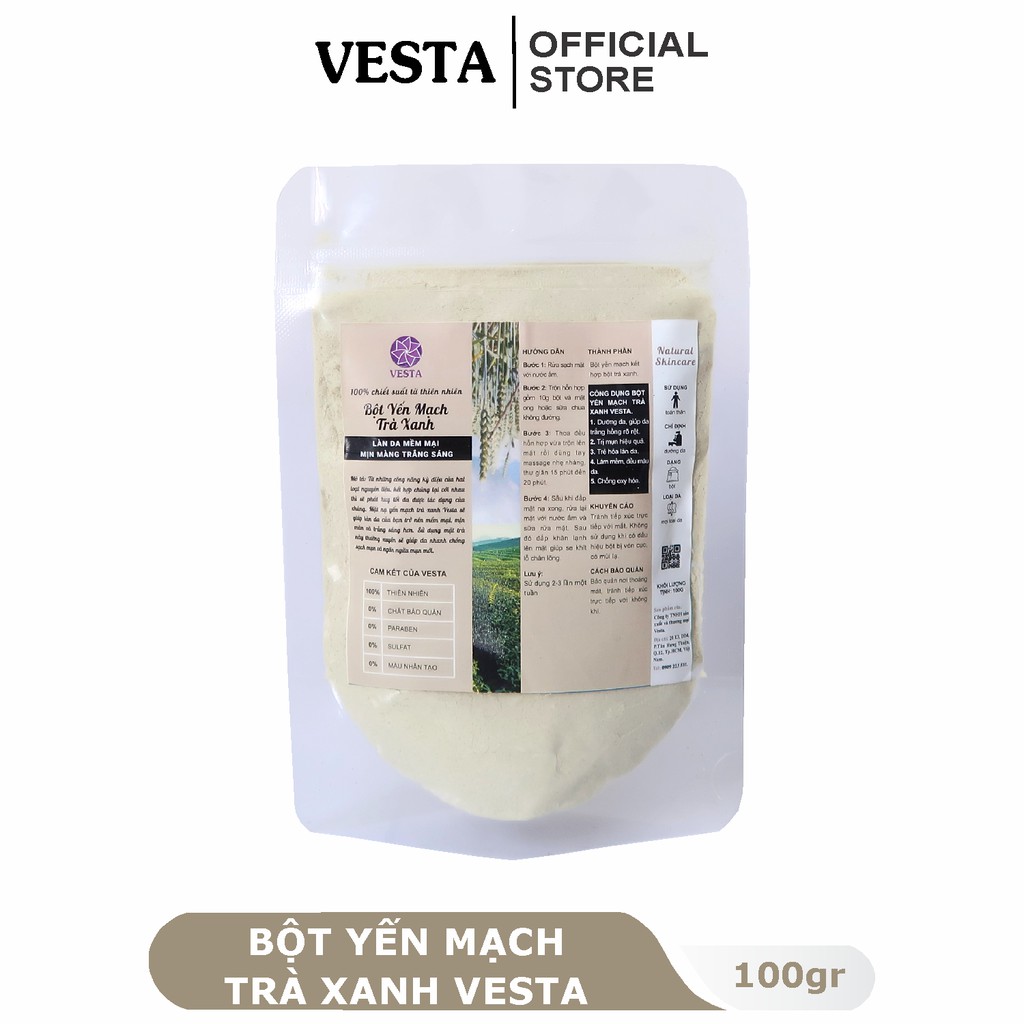 Bột Yến Mạch Trà Xanh Nguyên Chất Vesta 100gr