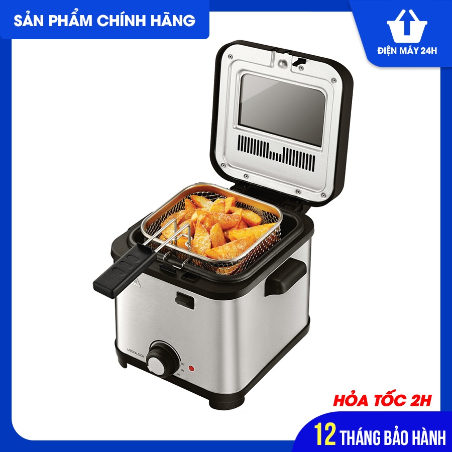 Nồi chiên ngập dầu Lock&amp;Lock chính hãng Deep Fryer EJF716SLV 230-240V 50 Hz công suất 800-900W