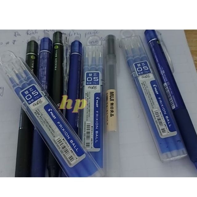 Set 3 ngòi bút bi xóa 0.5  Pilot Frixion ball, Ruột Thay Thế Bút Xóa Pilot,Màu xanh ,màu đen ,màu đỏ.