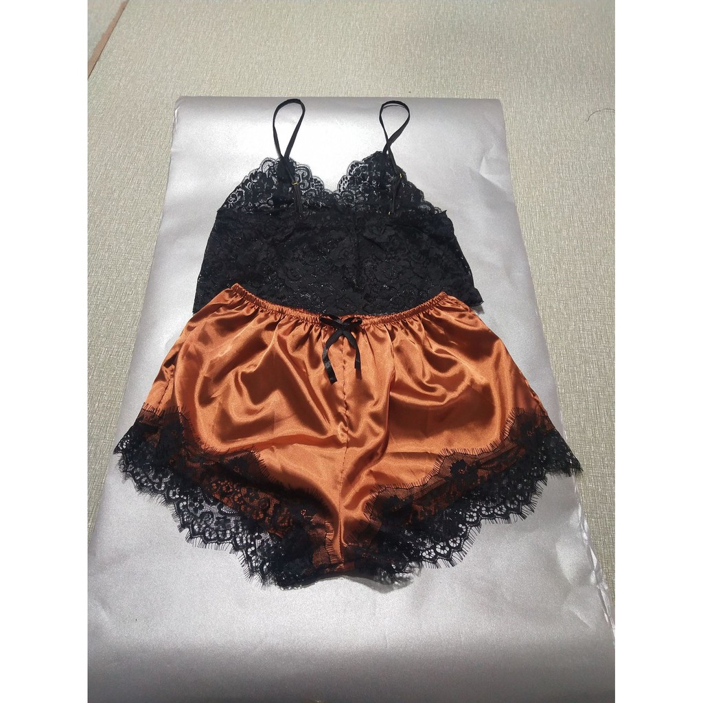Pajamas lace pajamas underwear nightdress Dây Đeo Hai Mảnh Ren Đồ Ngủ