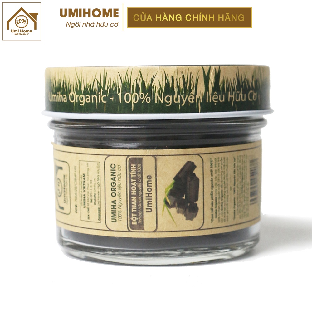 Bột Than Hoạt Tính hữu cơ UMIHOME 135g nguyên chất | Đánh trắng răng và ngăn ngừa mảng bám cao răng hiệu quả