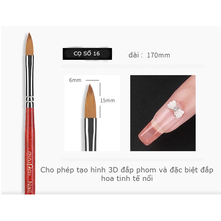 Cọ đắp hoa bột nail  Yapas Pinpai số 15 16 , Cọ chuyên đắp gel tạo hình 3D trang trí móng