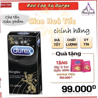 Bao cao su  [COMBO 2 in 1] Durex Kingtex phù hợp cho đa số đàn ông người Việt (12sp/hộp bcs)
