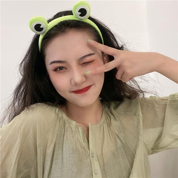 Băng Đô Bờm Cài Tóc Hình Ếch Xanh Mắt Lồi Ngộ Nghĩnh Xinh Xắn Băng Đô Rửa Mặt Cute Ếch Dành Cho Nữ