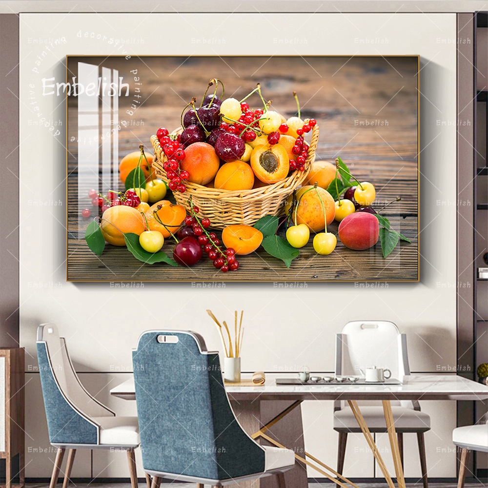 Tranh Vải Bạt Treo Tường Trang Trí Hình Giỏ Trái Cây Và Rau Củ Nghệ Thuật Cho Nhà Bếp