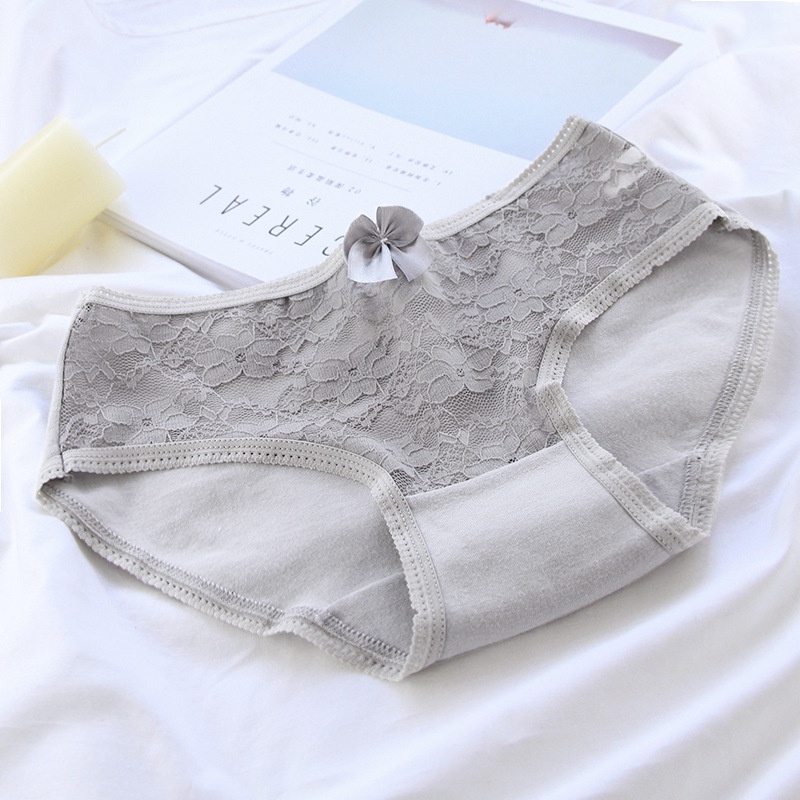 Quần lót cotton mỏng phối ren thoáng khí phong cách retro gợi cảm cho nữ