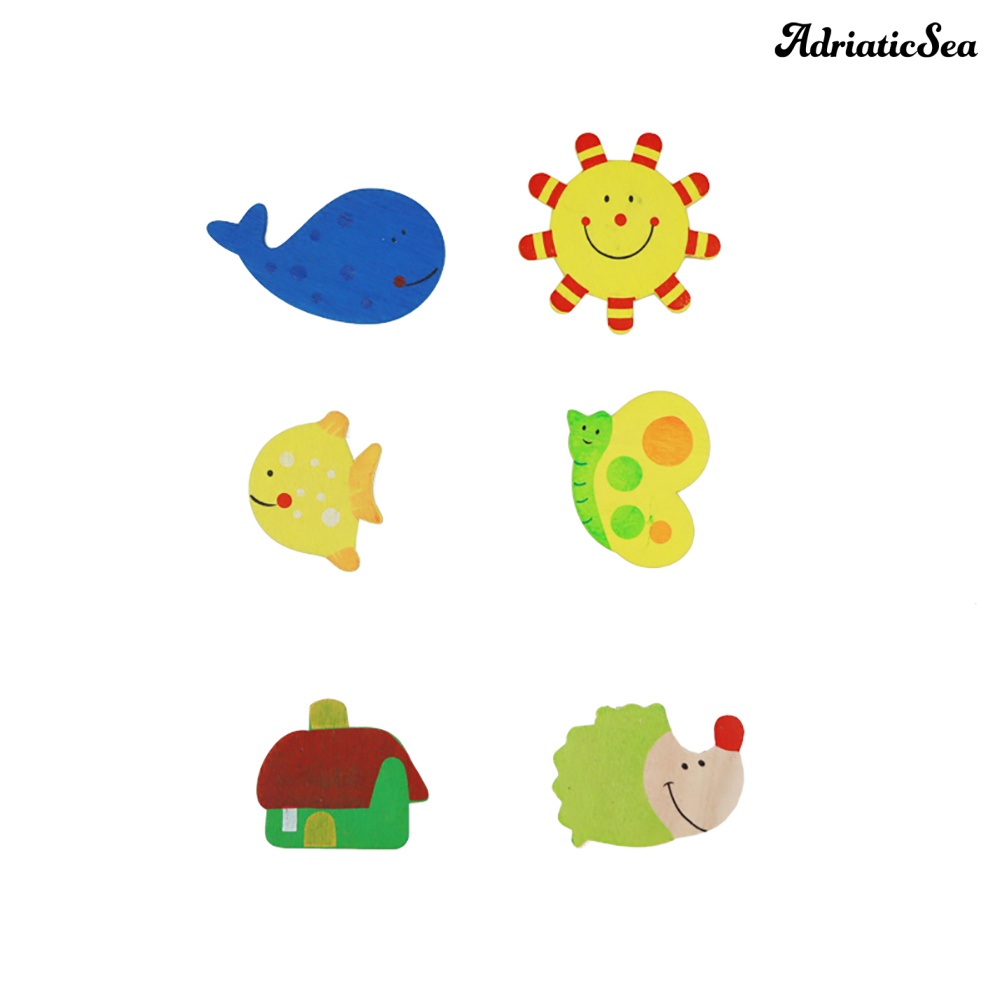 Set 12 miếng dán nam châm gắn tủ lạnh hình động vật hoạt hình bằng gỗ tiện dụng