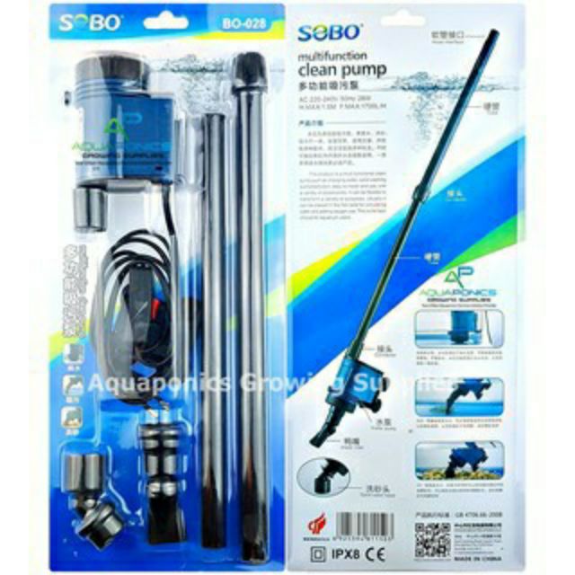 Máy Hút Vệ Sinh Hồ Cá Điện Tích Hợp Đầu Bơm Sobo BO-028 - Hút cặn siêu tiện dụng