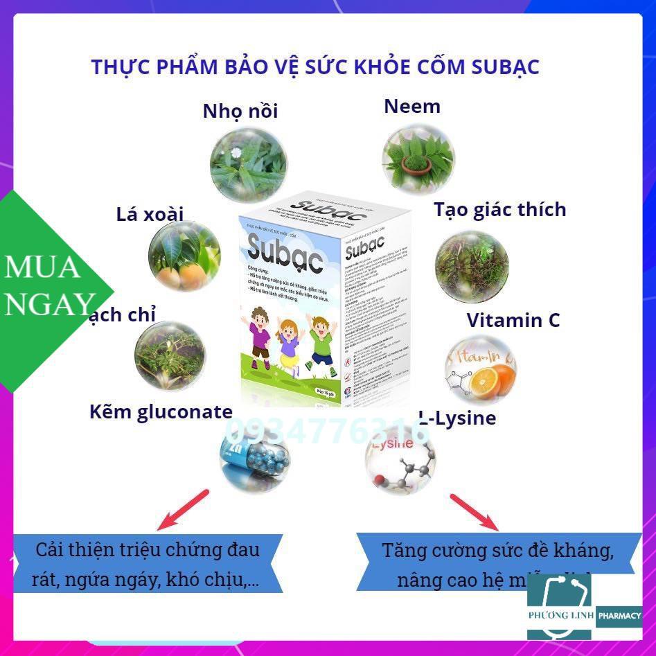 Cốm Subạc hỗ trợ tăng sức đề kháng, giúp làm lành vết thương, hộp 15 gói