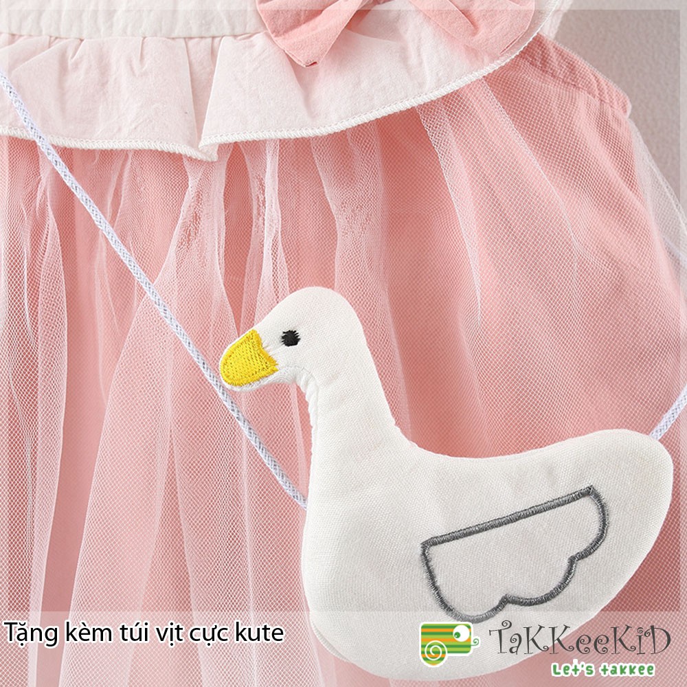 Váy Bé Gái, Đầm Hè Bé Gái Kiểu Dáng Babydoll Sang Chảnh Tặng Kèm Túi Vịt Đáng Yêu