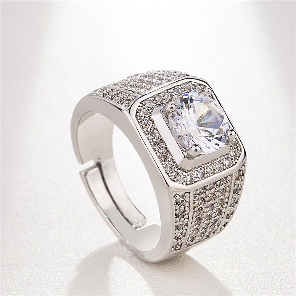 Nhẫn mạ bạc 925 đính đá kim cương kiểu Hàn Quốc sang trọng NoBrandMaleDiamond