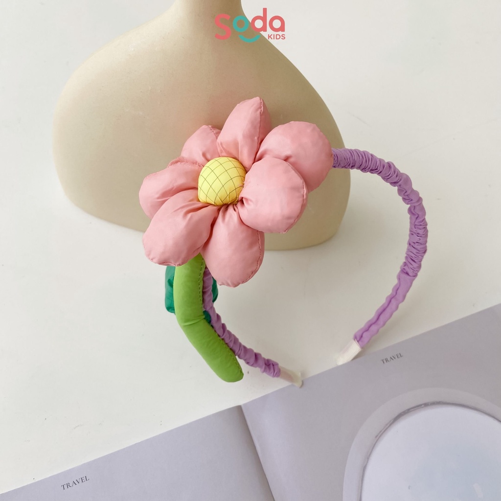 Bờm tóc bé gái SODA KIDS hình bông hoa lớn dễ thương, xinh xắn, bờm bọc vải mềm mại không gây đau đầu bé