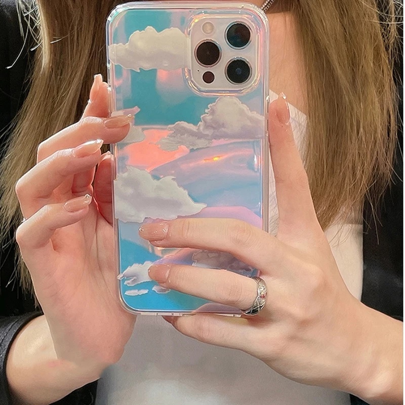 Ốp Điện Thoại Cứng Trong Suốt Hiệu Ứng Màu Cầu Vồng Gradient Cho Iphone 13 Pro Max 11 12 Pro Max Xs Max Xr X 7 + I8 Plus Se 2020