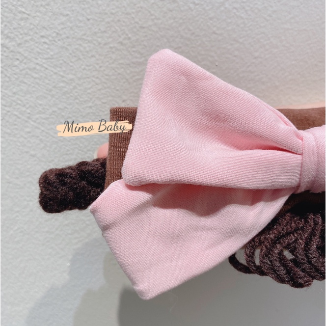 Băng đô tóc giả nơ hồng lớn dễ thương cho bé BD50 Mimo Baby