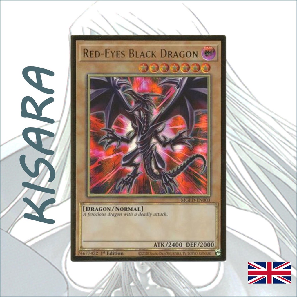 Bài lẻ Yugioh Red-Eyes Black Dragon (alternate art) - MGED-EN003 - Premium Gold Rare 1st Edition